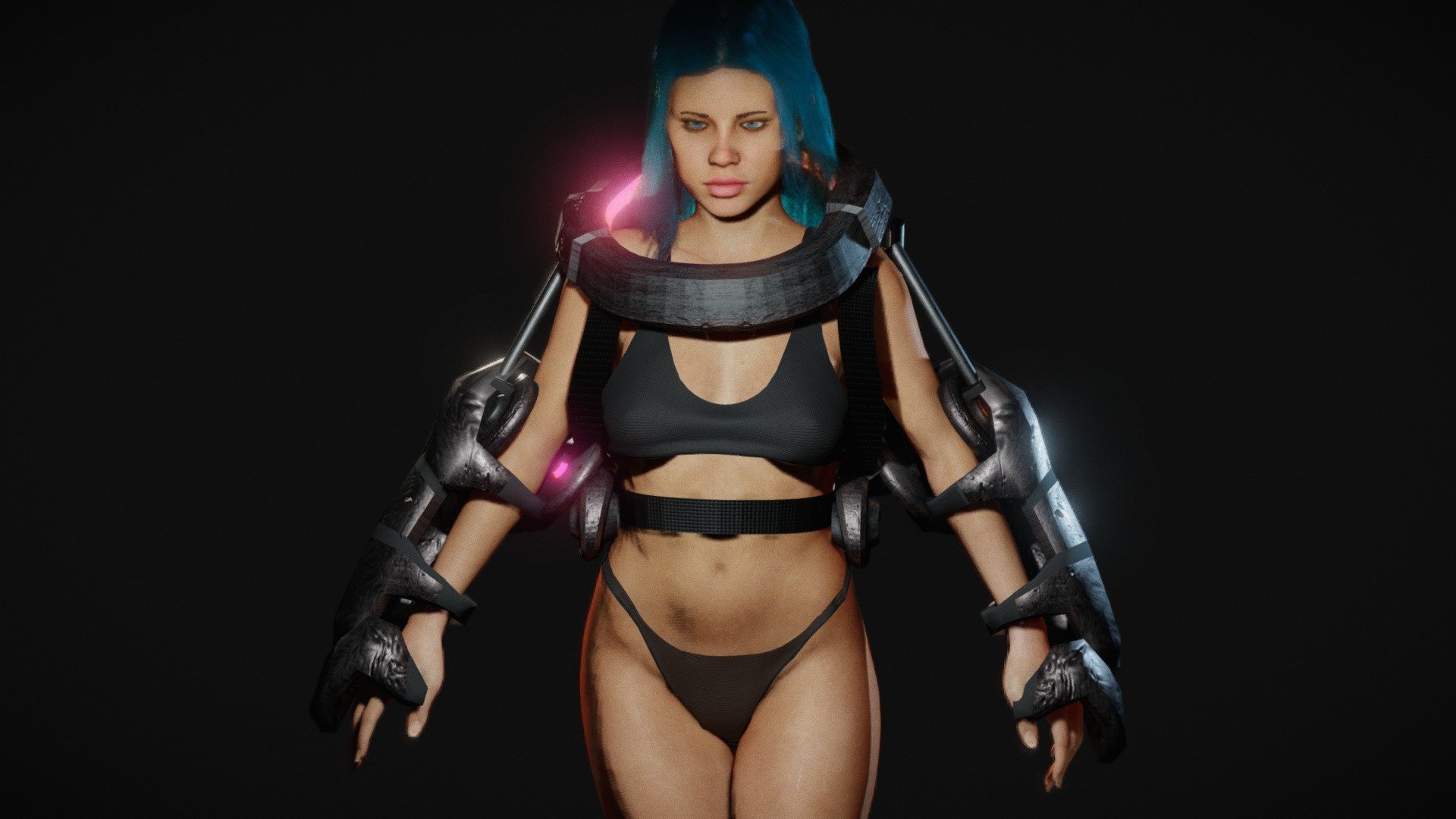 Basemesh with no morphs from DAZ, sculpted in Blender . Body fully rigged. sss subsurface scattering. Mixamo bone names for videogame animation compatibility 3d model