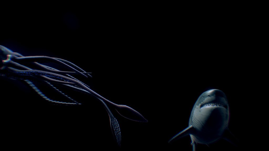 Scene from 6 min. story about Megaladon for VR exhibition in Italia - Megaladon Fight - 3D model by viktorcor 3d model