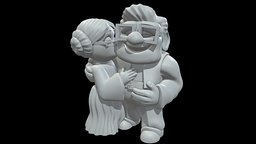 Carl and Ellie Fredricksen up, pixar, love, 3dprinting, hansolo, cartooncharacter, svyart, carlfredricksen, cartoon, starwars, zbrush, 3dmodeling, princessleia, elliefredricksen