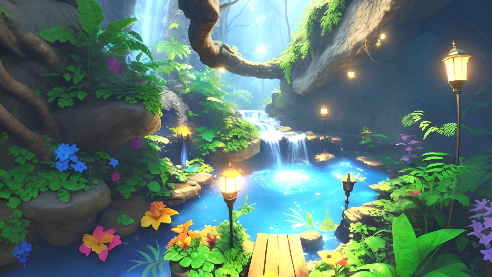 This is an 8k resolution (8192 x 4096) HDRI equirectangular panorama which will help you create 360 degrees Stylized Tropical Forest background in different 3d software (Blender, Unreal Engine, Unity, 3dMax and many others). It is perfect for games, virtual reality, 3d renders, movies etc. The image was created with AI and edited in different 2d and 3d software to improve quality, remove seams and make it perfect for any 3d or 2d stylized Tropical Environment project.

The image comes in 2 formats: .hdr and .jpg - HDRI Tropical Forest Stylized E - Buy Royalty Free 3D model by Ionut81 3d model