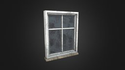 Broken Window 05 abandoned, old, destroyed, smashed, break, substancepainter, substance, glass, wood