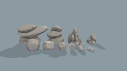 Low Poly Rocks assets, rocks, substancepainter, maya, lowpoly