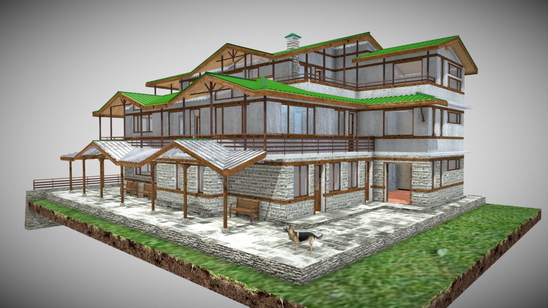 Building is One Material 8k + Glass

Base Land is One Material 4k

Water Tank, Solar System, Dish TV, Dog other Materials

Attached Ids Map - Building- Main - Buy Royalty Free 3D model by Francesco Coldesina (@topfrank2013) 3d model
