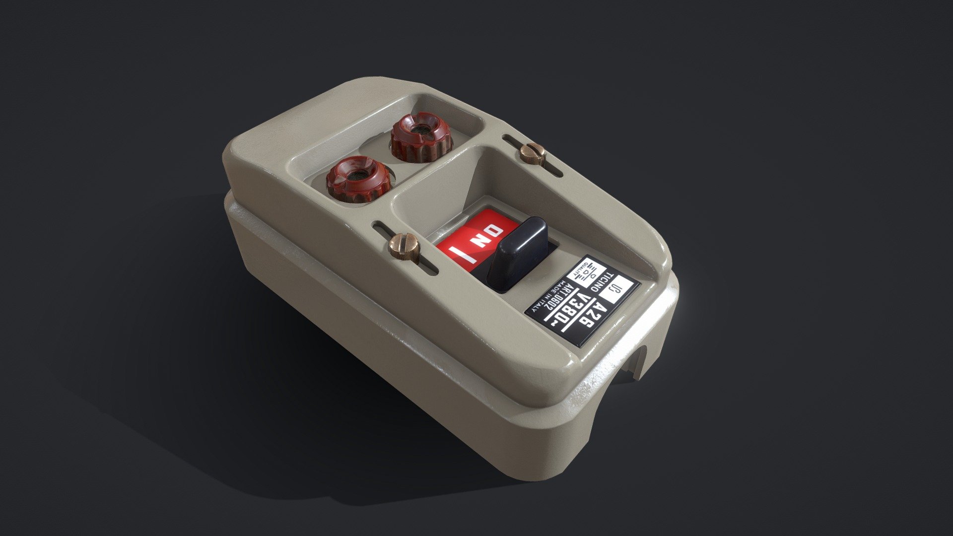 vintage switch board with on off switches, Vintage safety switch with fuses - TICINO switch model v2 - 3D model by Blackflames 3d model
