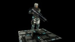 Scifi Sniper soldier, future, pol, ex, deus, sniper, game, scifi, low, model, noai