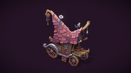 Stylized wagon props, handpainted, blender, lowpoly, gameasset, stylized, fantasy, magic