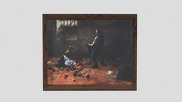 Painting in frame frame, image, college, painting, picture, pictureframe, picture-frame, beginner-model, 3d, blender, blender3d, 3dmodel, model3d, beginner