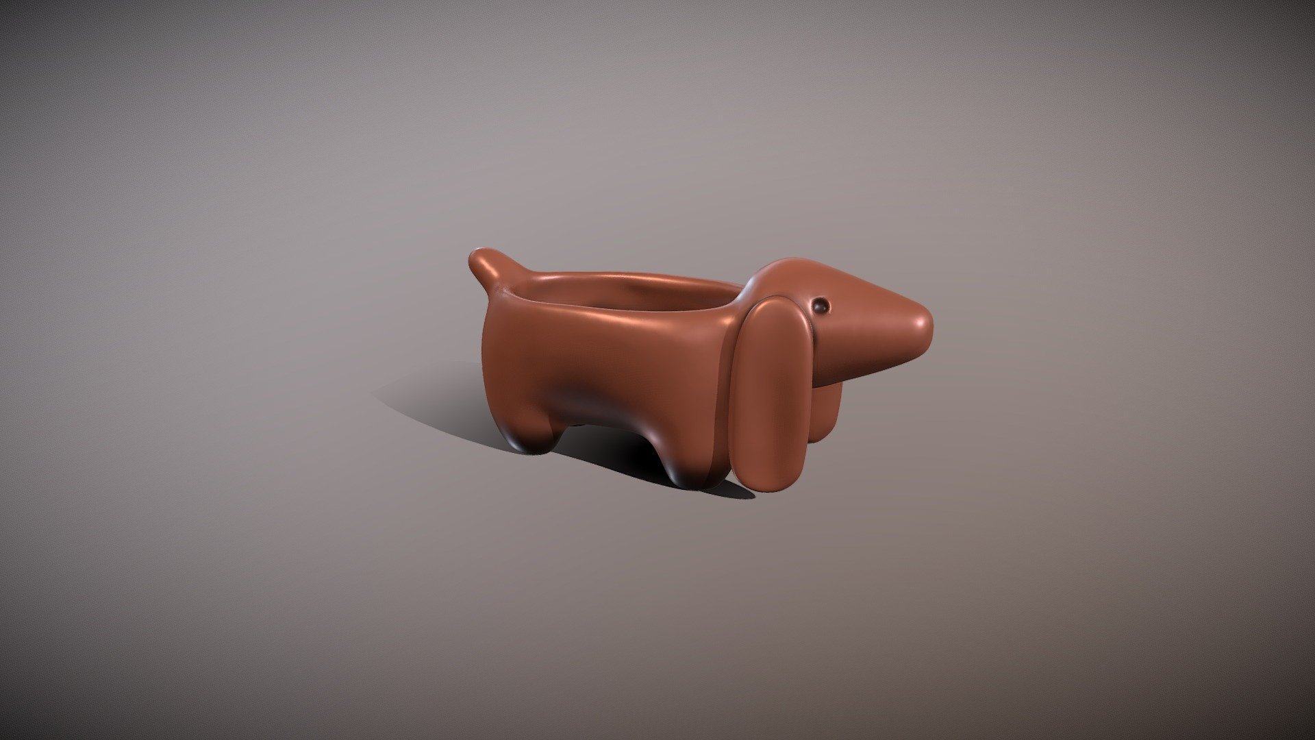 Dachshund-shaped pot, ideal for small cacti or succulents. Model ready for 3D printing. The stl obj and fbx file is provided in one piece 3d model
