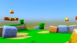 World 1-1 lowpoy, fanart3d, maya, photoshop, gameart