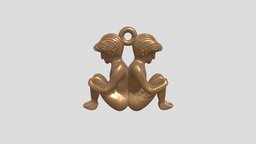 Gemini brothers, jewelry, cnc, twins, printable, milling, gemini, zodiac, constellation