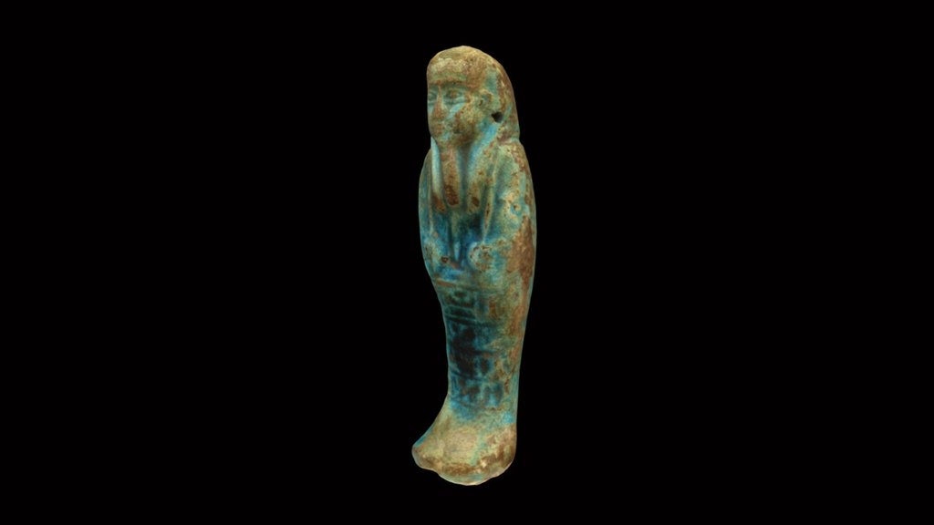 Small shawabti (ushebti) figurine.  This is a modern forgery manufactured in the 1920s in Luxor, Egypt.  Purchased (1 of 3) in Luxor in 2002. According to the shop keeper, his grandfather and great grandfather produced them by making molds from real figurines. 

Another one made by the same family can be seen here:
https://skfb.ly/SLTY

Produced using Agisoft Photoscan using an automated turntable and a Canon EOS Rebel T3i 3d model