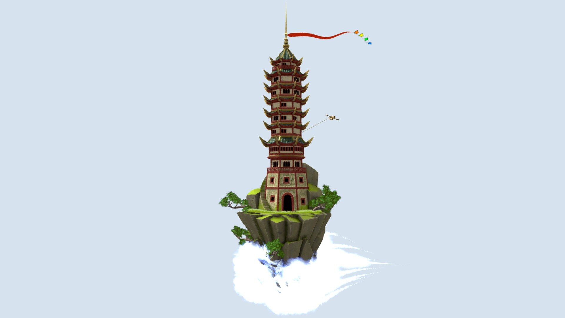 Here's a project I've been working on for the past month and a bit, inspired by the Southern Air Temple location in Avatar The Last Airbender. 

This was mainly exploring environment building inside of Unreal Engine, and experimenting with wind simulation inside of Houdini. I learned a lot in Unreal Engine, as I went in with very limited knowledge.

check out the animated version here: https://youtu.be/52wMSj8iaak - Air Temple - 3D model by Stewart MacLean (@stewartstm) 3d model