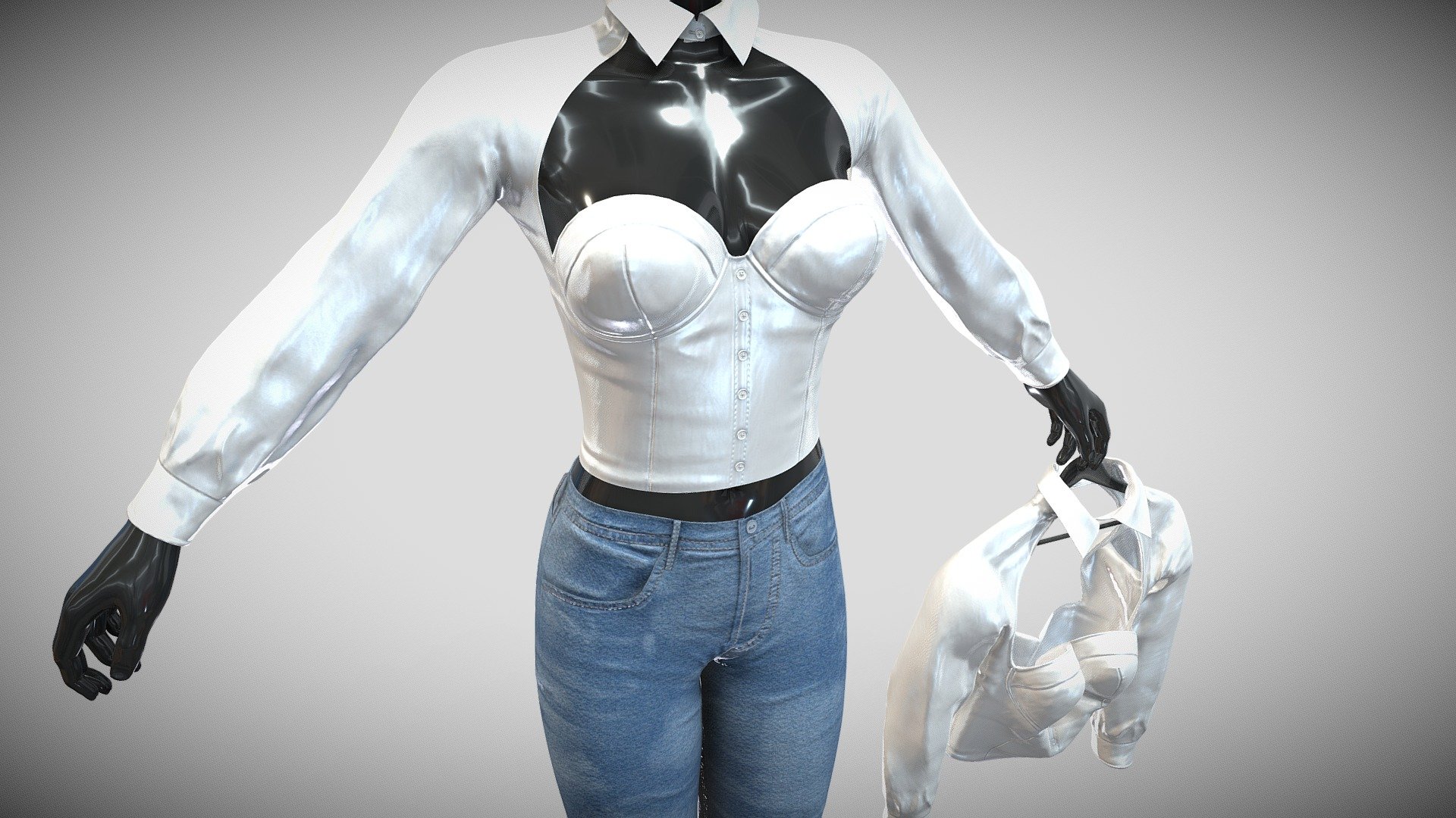 Features




PBR 2048 x 2048 textures for Unity, Unreal and Vray in png format

2 Material zones : Wear2 [Shirt] and Wear3 [Jeans]

Polycount for clothing is:





Shirt [29227 faces  - 58386 tris - 29528 verts]




Jeans  [29096 faces  - 58170 tris - 29116 verts]







System unit is cm for Maya




Real world scale



Files





Maya file [Female Clothing.mb] scene with clothing on manequin and on hanger




zBrush file [Wear_2_3_hp.zpr] scene with high poly model




fbx file [Wear_2_3_onManequin.fbx] model on manequin for preview




Substance Painter file [Wear_2_sp.spp] scene with building the textures for shirt




Substance Painter file [Wear_3_sp.spp] scene with building the textures for jeans




[onManequin.zip] the models on manequin in .obj .fbx .dae formats




[onHanger.zip] the model [only shirt] on hanger in .obj .fbx .dae formats


 - Female Clothing - Buy Royalty Free 3D model by Paris (@AAAAAAAAAbla) 3d model