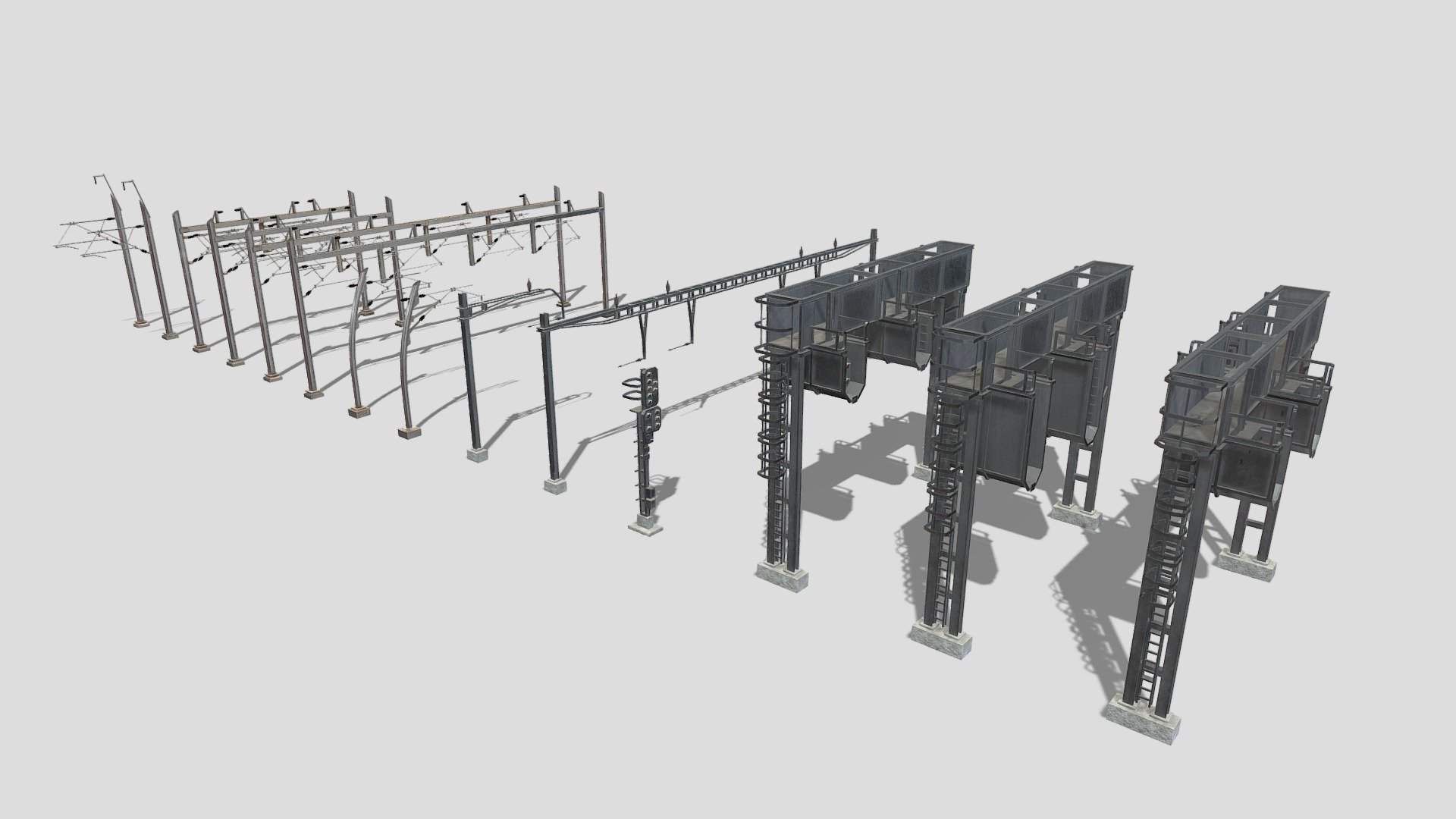 Collection of Train Power Lines with PBR Textures - Train Power Lines Collection - Buy Royalty Free 3D model by studio lab (@leonlabyk) 3d model