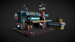 Motel motel, stucture, evening, pbrtexture, pbr-texturing, substancepainter, architecture, lighting, blender, pbr, house, building