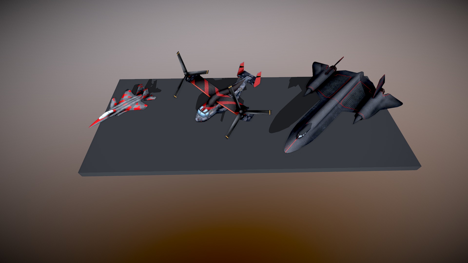 A series of planes I made for Vasco Games as an intern.
modeled using 3DsMax and textured with Photoshop. Created for a mobile game 3d model