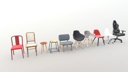 Chair Models Pack #3 pack, fbx, substancepainter, blender, model