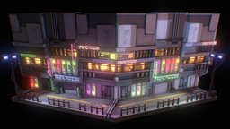 neon city future, night, neon, bladerunner, neonlight, 3d-coat, photoshop, blender, lowpoly, futuristic, city, street, dark