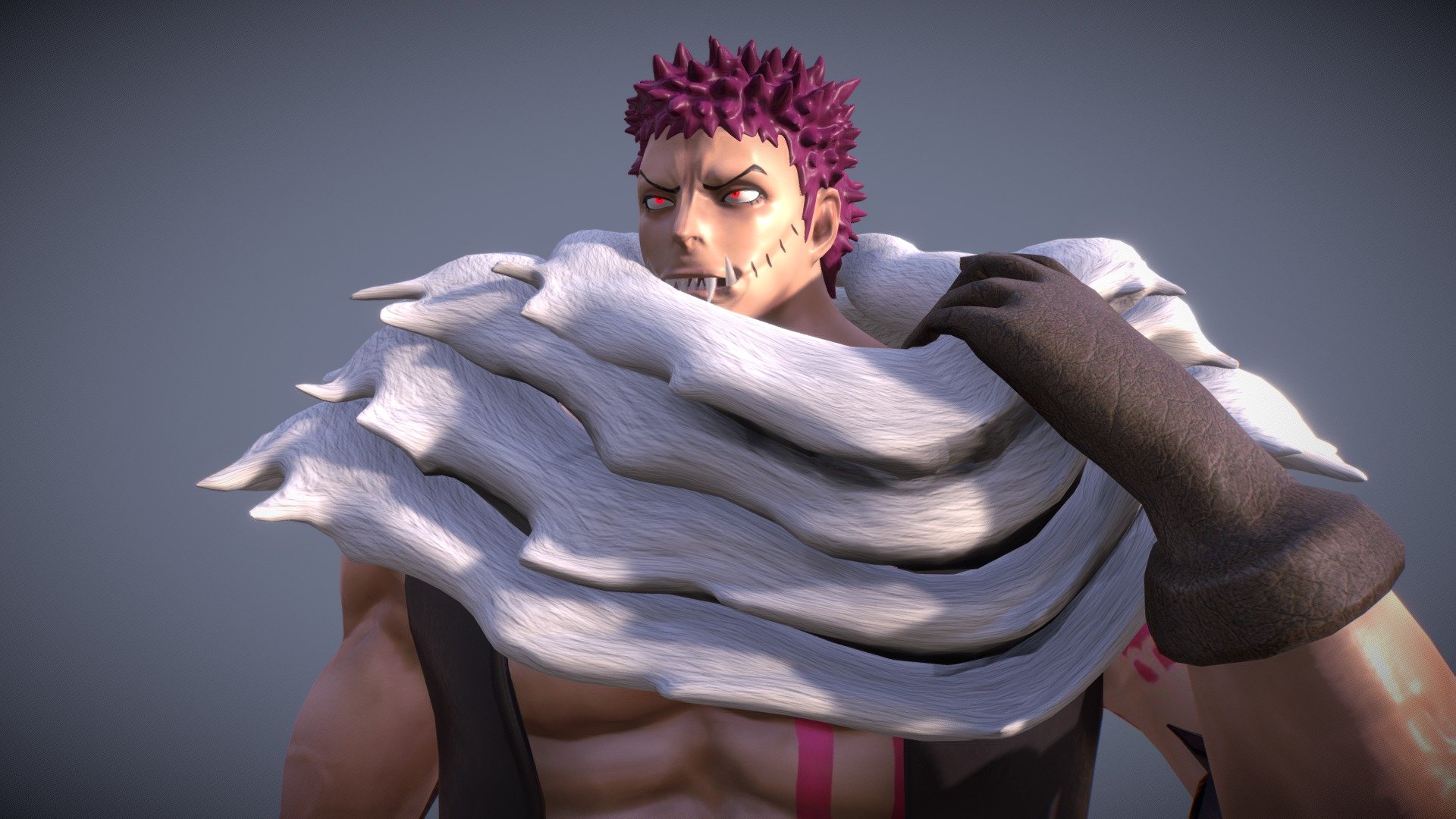 Katakuri del anime/manga One Piece

Trabajo final para la materia Simulación de Particulas y Fluidos I de la Escuela Davinci - Charlotte Katakuri (One Piece) - 3D model by Nacho Medina (@ignacio.medinalacio) 3d model