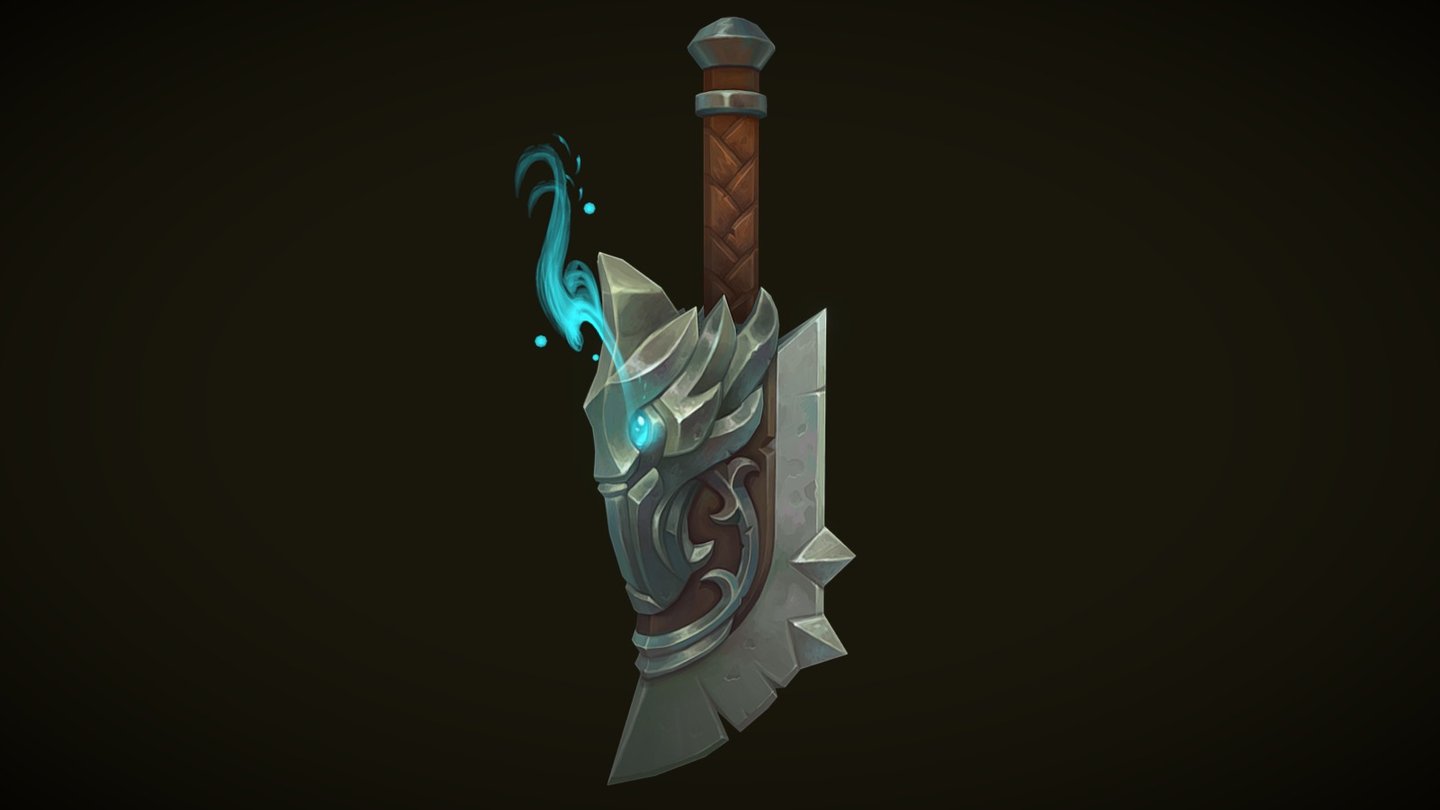 Weapon done for practice.  The model is 1,522 tris and uses one 512 x 512 self lit diffuse map.  

More shots, including a construction sheet, can be seen here:
https://www.artstation.com/artwork/o66gO

The concept is by the talented Carlos Ruiz, and can be seen here:
https://www.artstation.com/artwork/Ayx5q - Wolf Sword - 3D model by Jordan Ewing (@jordanewing) 3d model