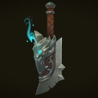 Wolf Sword handpaint, weapon-sword, self-lit, weapon, lowpoly, sword, fantasy, wolf