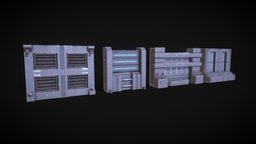 Sci-Fi Modular Wall Panels Pack panels, unrealengine, science-fiction, unity, low-poly, 3d, scifi, hardsurface, futuristic, gameasset, modular, gameready, environment, wall