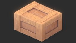 Cartoon Wood Box food, toon, assets, toy, tropical, tribal, chest, prop, props, box, cartoon, asset, 3d, model, wood, stylized