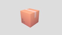 Cardboard box gameasset, stylized