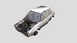 Wrecked car 1_VHU abandoned, wreck, junkyard, debris, wrecked, wreckage, photogrammetry, vehicle