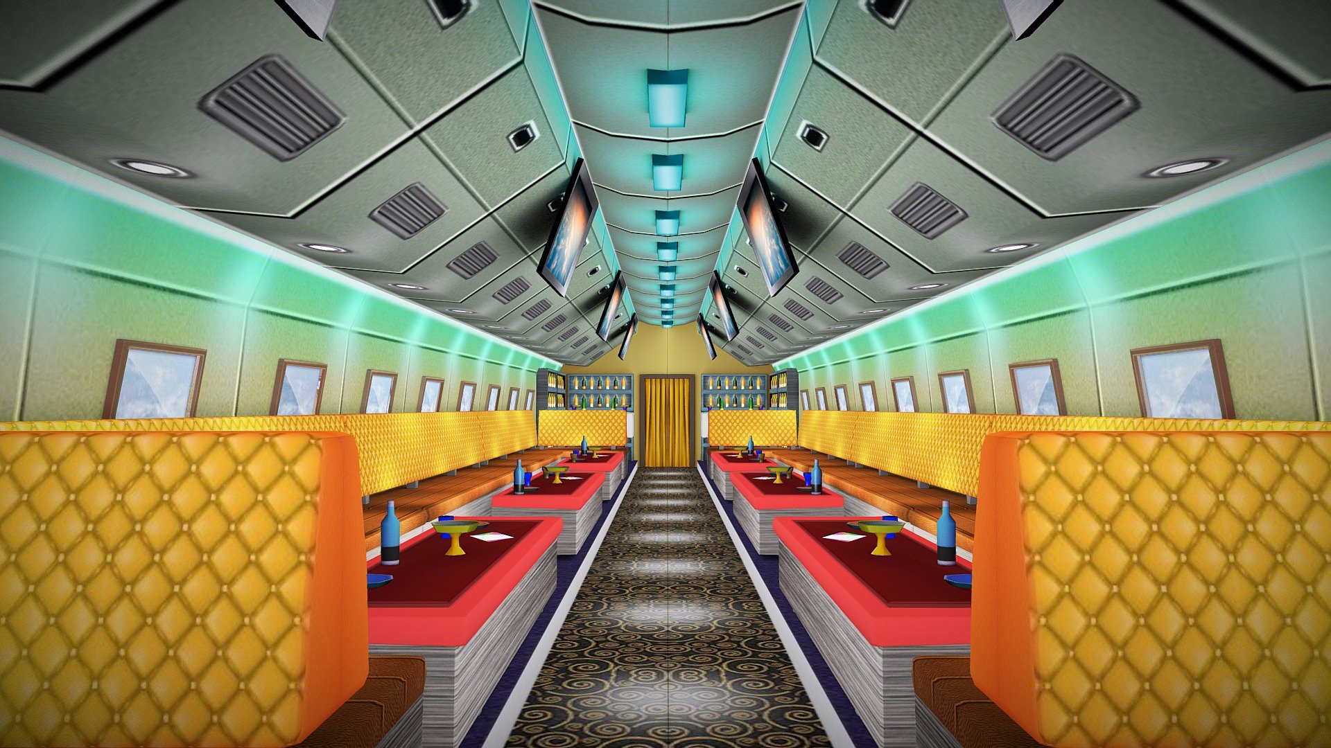 Here i have modeled and textured different classes of airplane interior in lowpoly for a mobile shooting game while working with Mizo Studios : https://play.google.com/store/apps/details?id=com.mizo.plane.hijack.rescue.mission 
You can find two different options of textures. Hope you guys will give it a look and like it 3d model