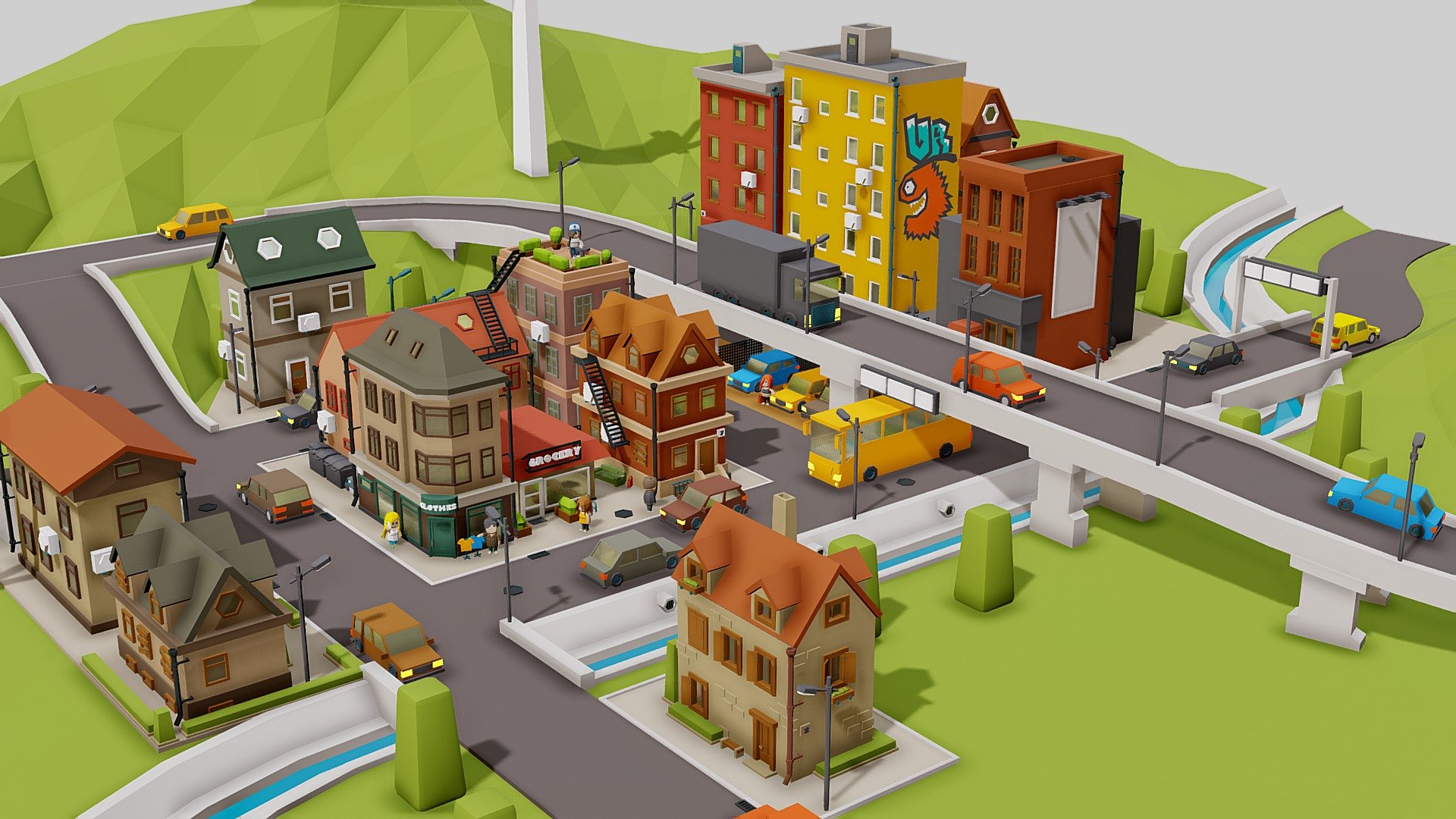 City block - 3D model by burunduk 3d model