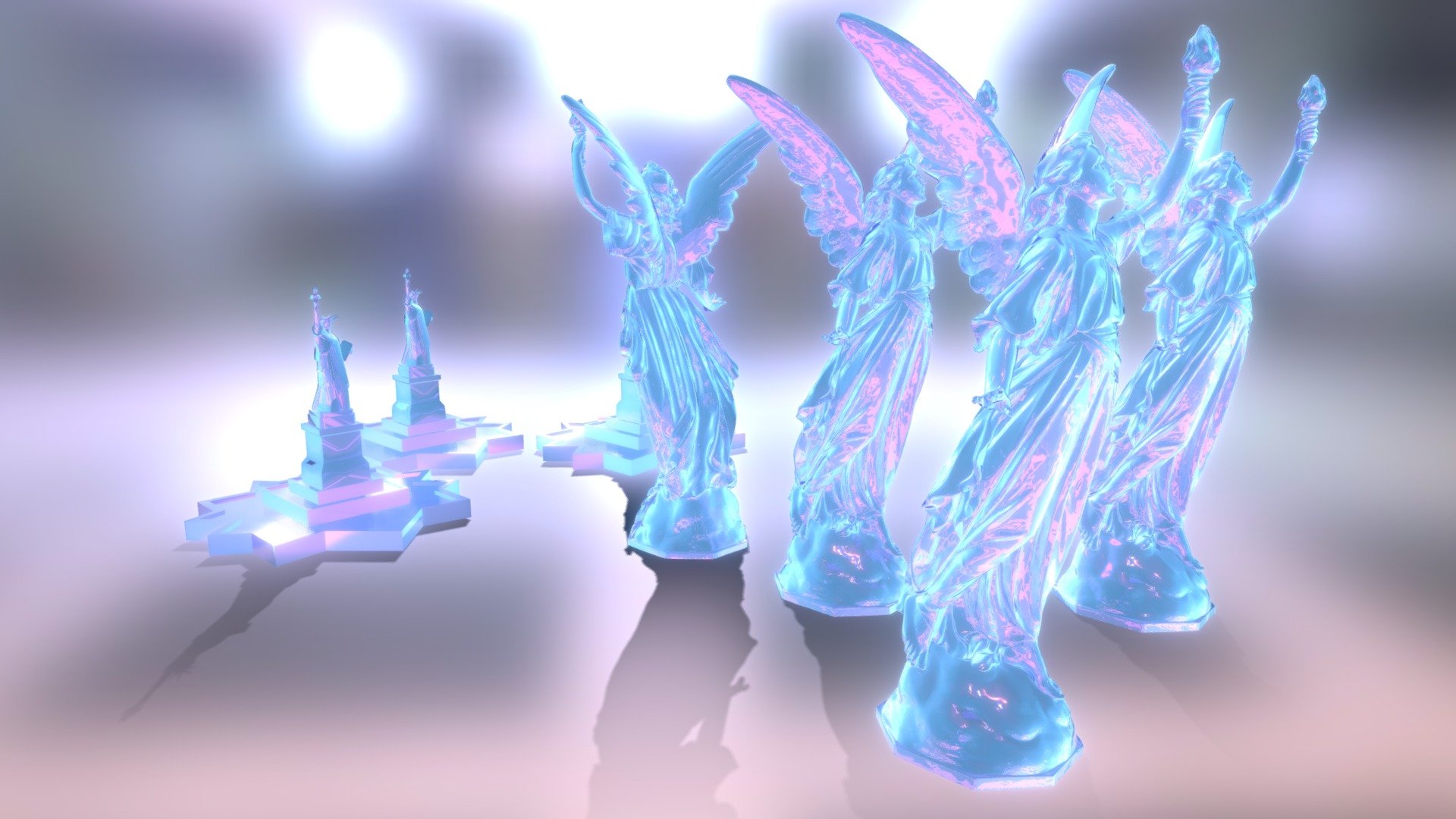 Statue of Liberty and Angel Statue - Download Free 3D model by bluoppVR 3d model