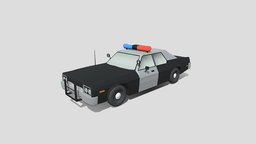 Low Poly Cartoon Dodge Monaco Police Car arts, topology, standard, 1969, rosco, police-car, dodge-monaco, dukes-of-hazzard