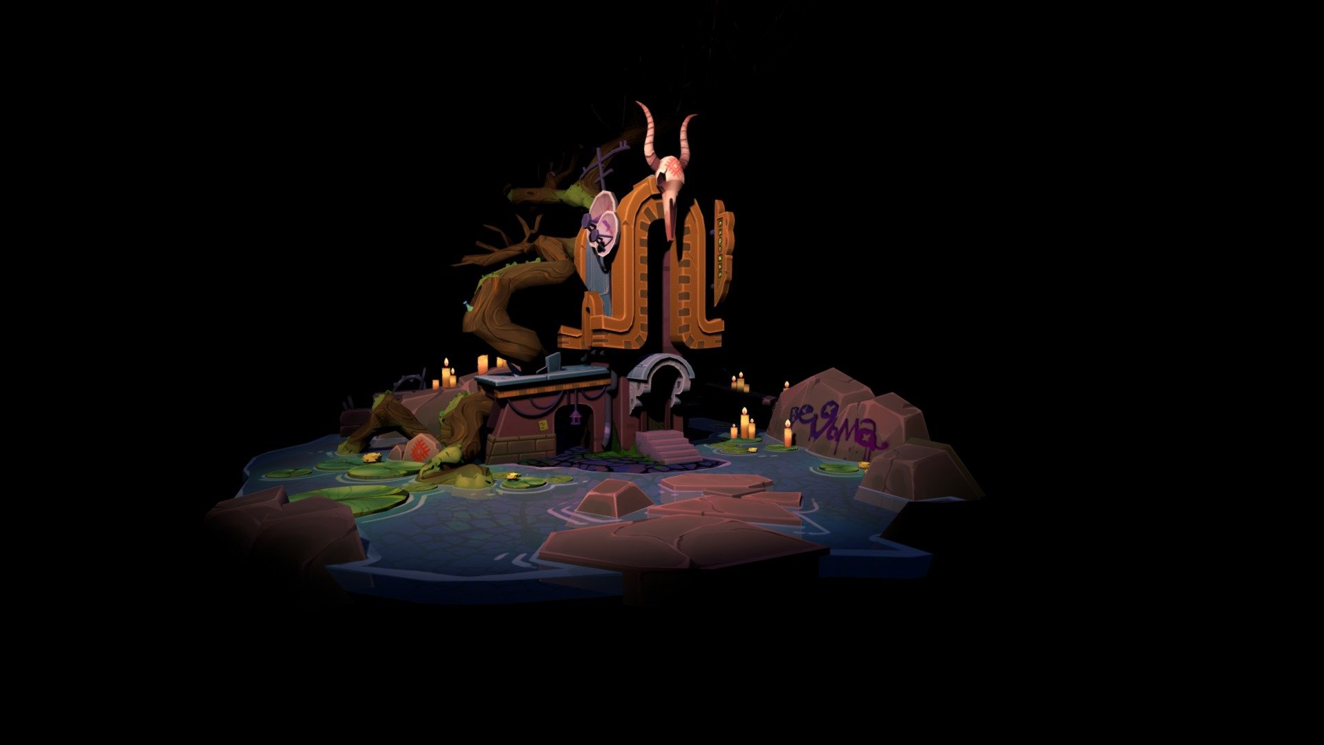 Original low-poly model with hand-painted texture - The Witch's house - 3D model by Ulii_lu 3d model