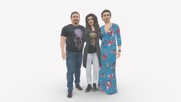 001037 family man and two woman in shirts with mother, child, love, family, miniatures, realistic, woman, father, daughter, character, 3dprint, model, man