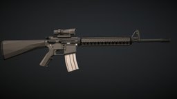 Low-Poly M16A4 ACOG m16, usmc, 556, ar-15, 556x45, lowpoly, 223cal