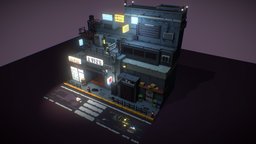 Stylized Cyberpunk japan, cyberpunk, tokyo, pixel-art, blockbench, minecraft-models, low-poly, minecraft, voxel, city